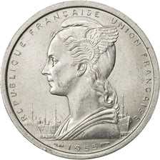 Coin, French West Africa, 2 Francs, 1955, EF(40-45), Aluminum, KM:4