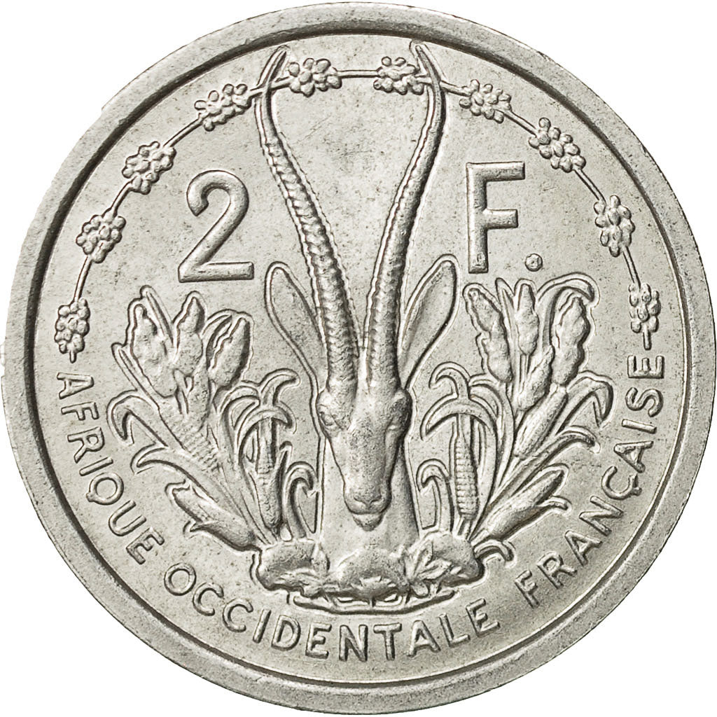 Coin, French West Africa, 2 Francs, 1955, EF(40-45), Aluminum, KM:4