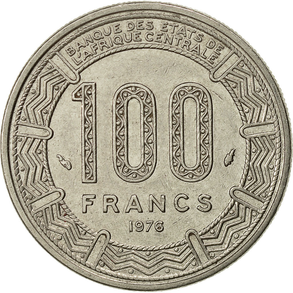 Central African Republic, 100 Francs, 1976, EF(40-45), Nickel, KM:7