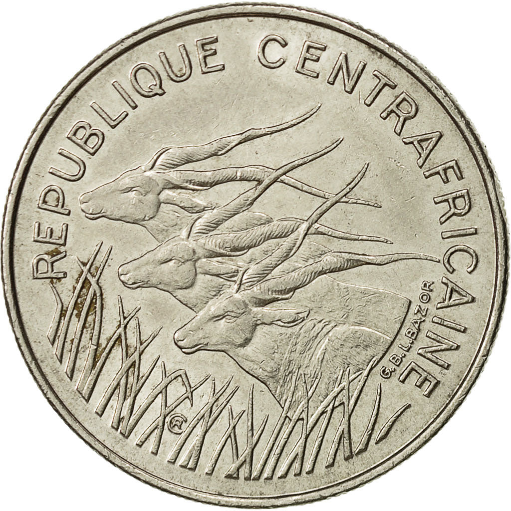 Central African Republic, 100 Francs, 1972, AU(50-53), Nickel, KM:6