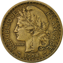 Togo, 2 Francs, 1924, Paris, MBC, Aluminio - bronce, KM:3