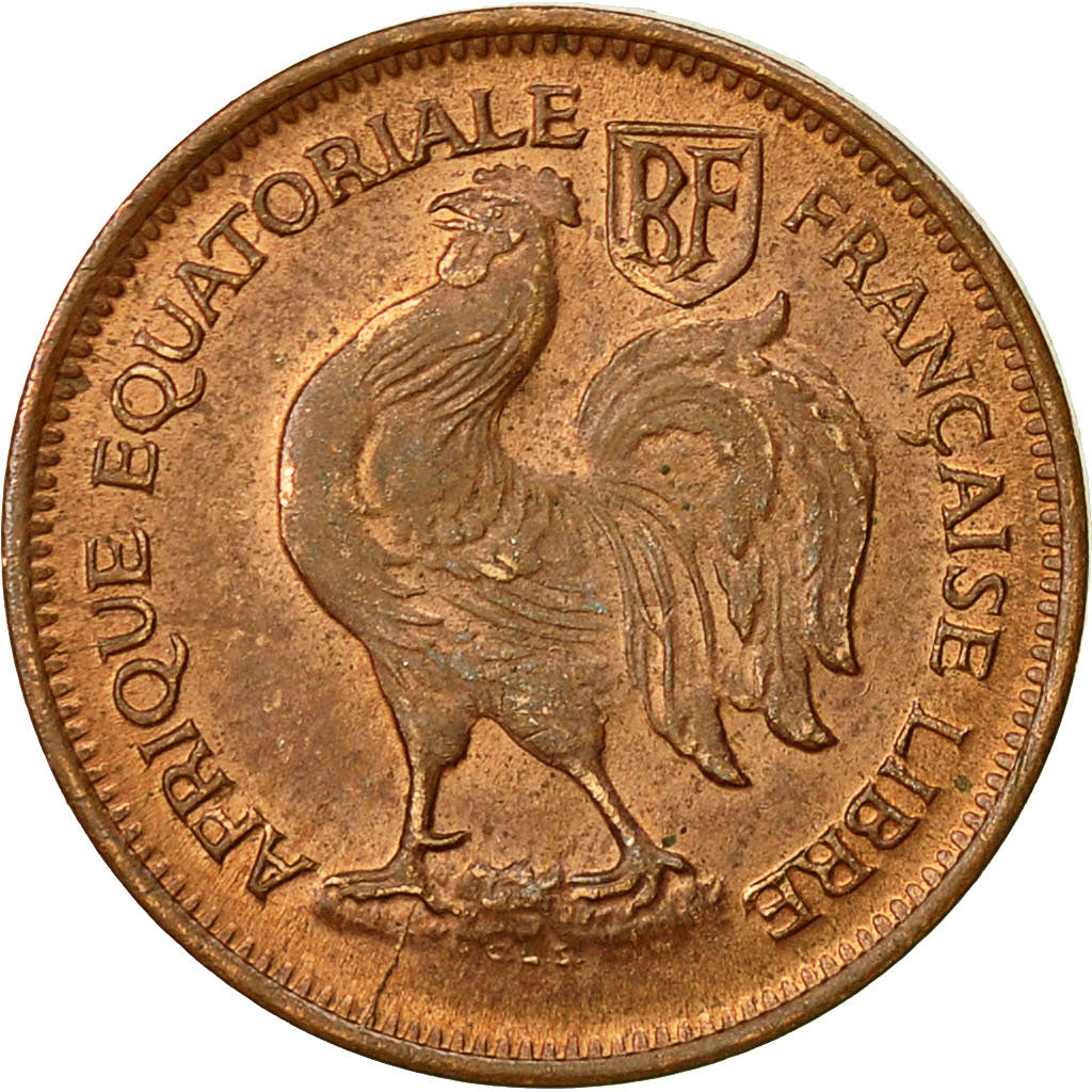 French Equatorial Africa, 50 Centimes, 1943, Pretoria, EF(40-45), Bronze, KM:1a