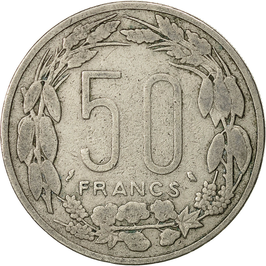 EQUATORIAL AFRICAN STATES, 50 Francs, 1961, Paris, EF(40-45), Copper-nickel