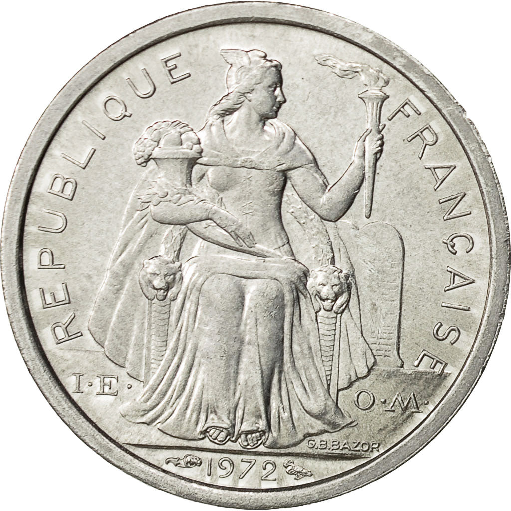 New Caledonia, Franc, 1972, Paris, AU(50-53), Aluminum, KM:10