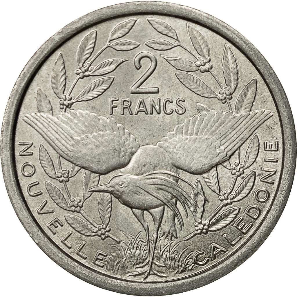 New Caledonia, 2 Francs, 1971, Paris, AU(50-53), Aluminum, KM:9