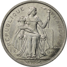 Nueva Caledonia, 2 Francs, 1977, Paris, MBC+, Aluminio, KM:14
