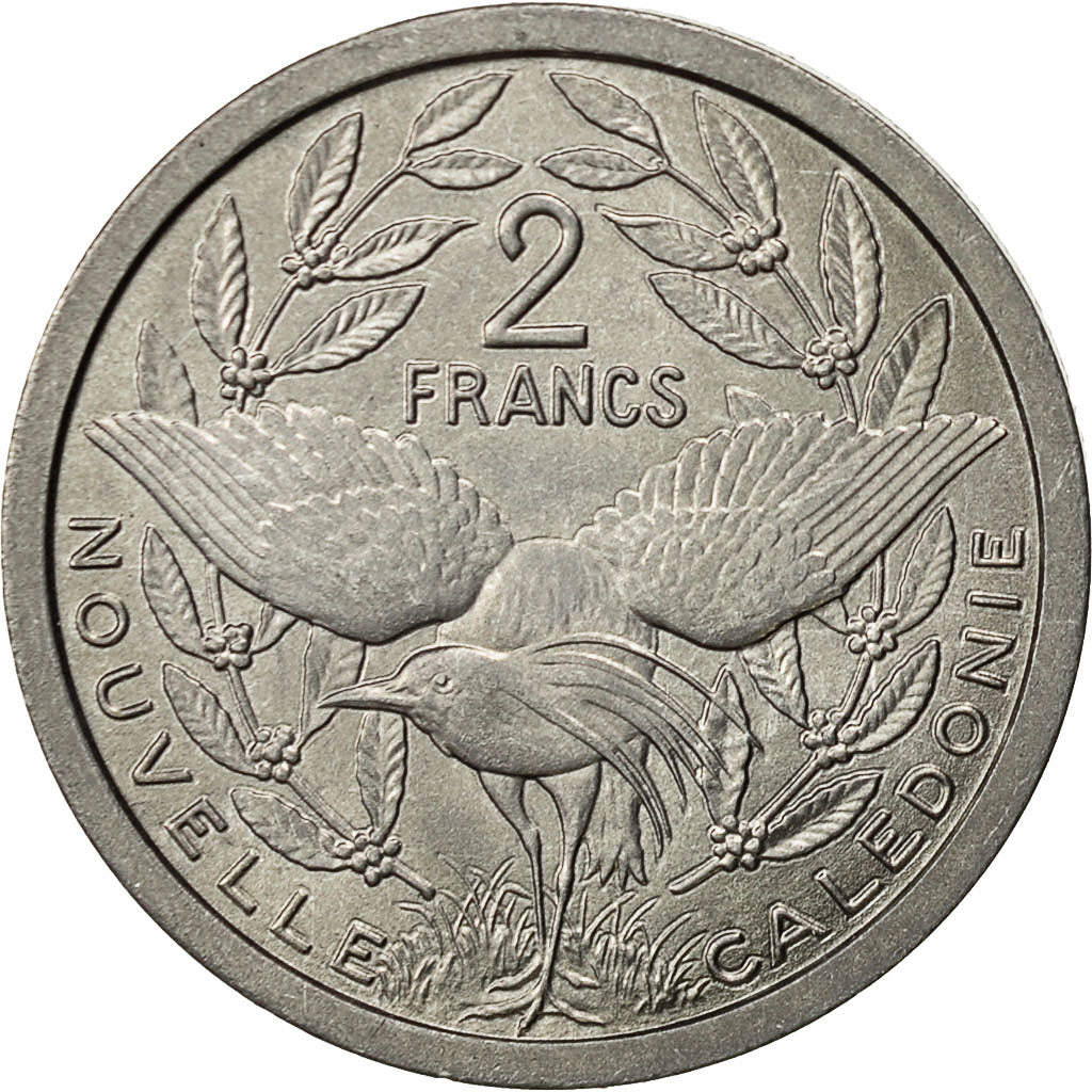 New Caledonia, 2 Francs, 1977, Paris, AU(50-53), Aluminum, KM:14