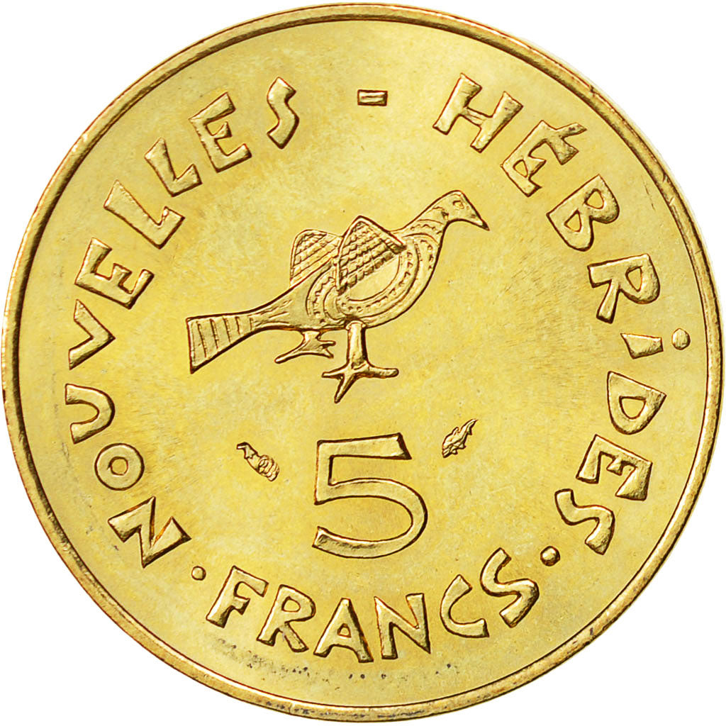 New Hebrides, 5 Francs, 1979, Paris, AU(55-58), Nickel-brass, KM:6.2