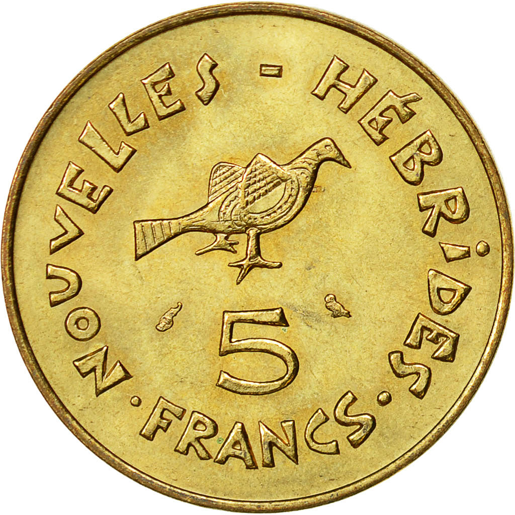 New Hebrides, 5 Francs, 1970, Paris, SUP, Nickel-brass, KM:6.1