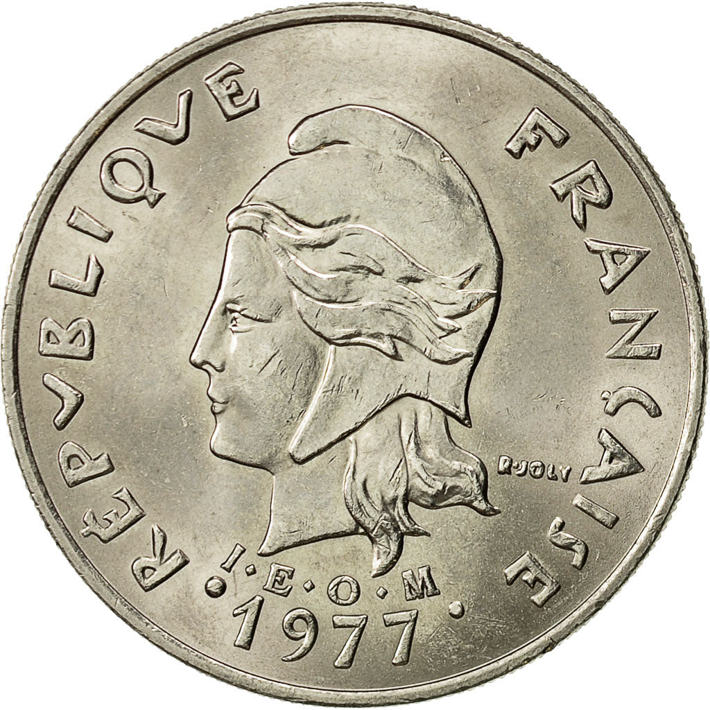 New Hebrides, 20 Francs, 1977, Paris, AU(55-58), Nickel, KM:3.2