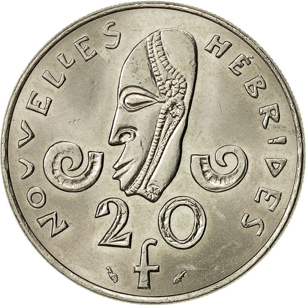 New Hebrides, 20 Francs, 1977, Paris, AU(55-58), Nickel, KM:3.2