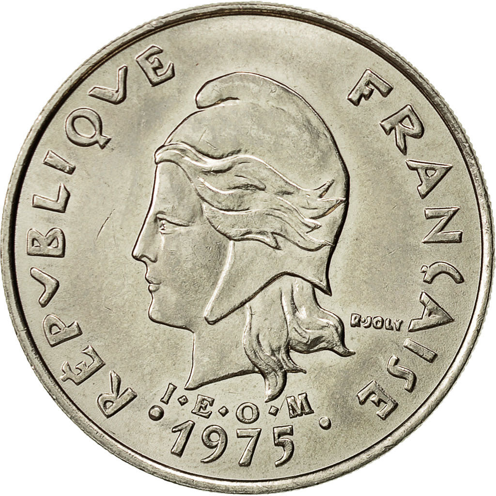 New Hebrides, 20 Francs, 1975, Paris, AU(55-58), Nickel, KM:3.2