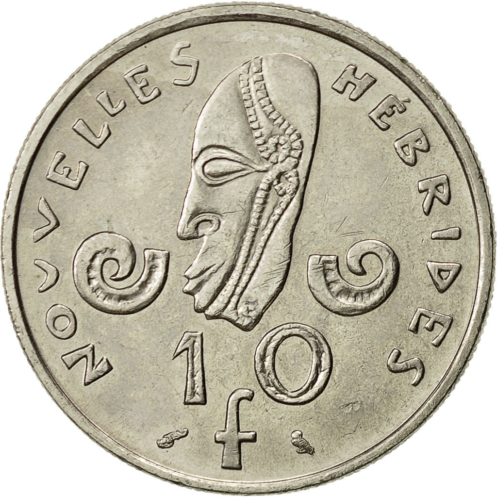 New Hebrides, 10 Francs, 1973, Paris, AU(50-53), Nickel, KM:2.2