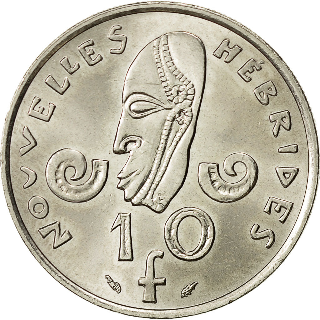 New Hebrides, 10 Francs, 1977, Paris, AU(55-58), Nickel, KM:2.2