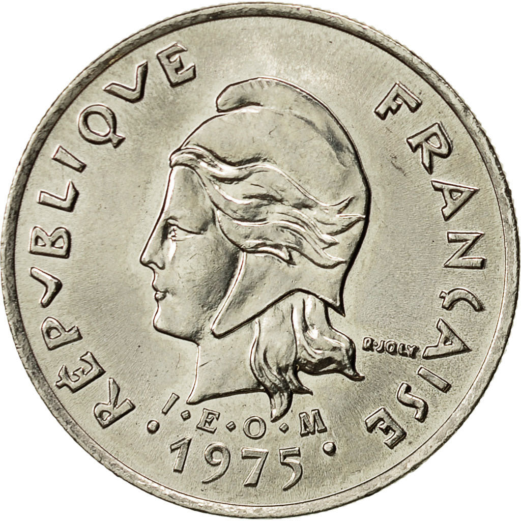 New Hebrides, 10 Francs, 1975, Paris, AU(55-58), Nickel, KM:2.2