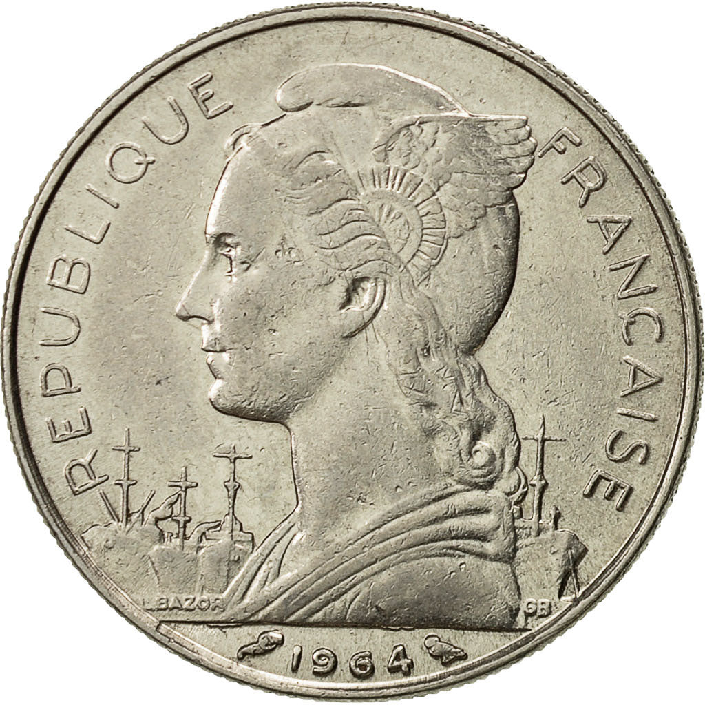 Réunion, 50 Francs, 1964, AU(50-53), Nickel, KM:12