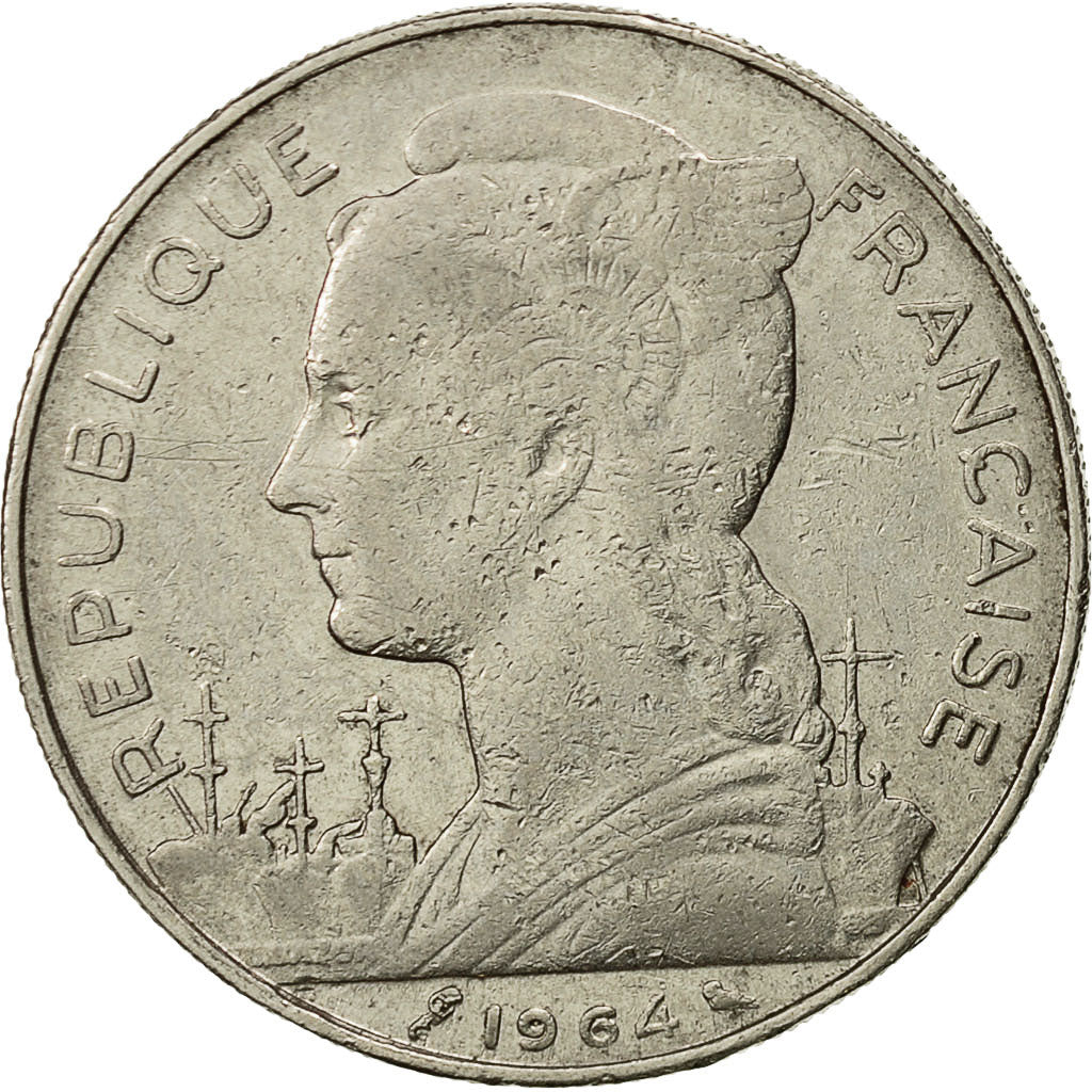 Réunion, 100 Francs, 1964, EF(40-45), Nickel, KM:E10