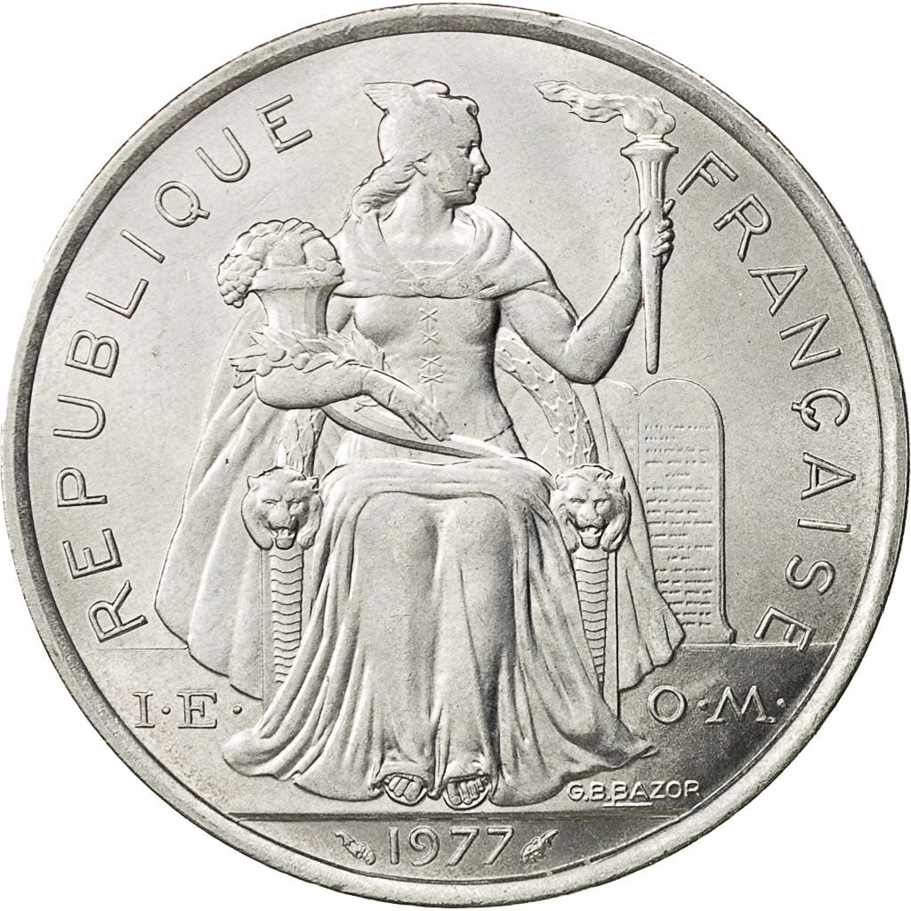 Polinesia francese, 5 Francs, 1977, Paris, SPL-, Alluminio, KM:12