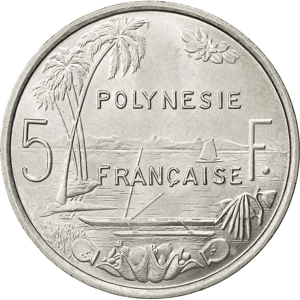 Polinesia francese, 5 Francs, 1977, Paris, SPL-, Alluminio, KM:12