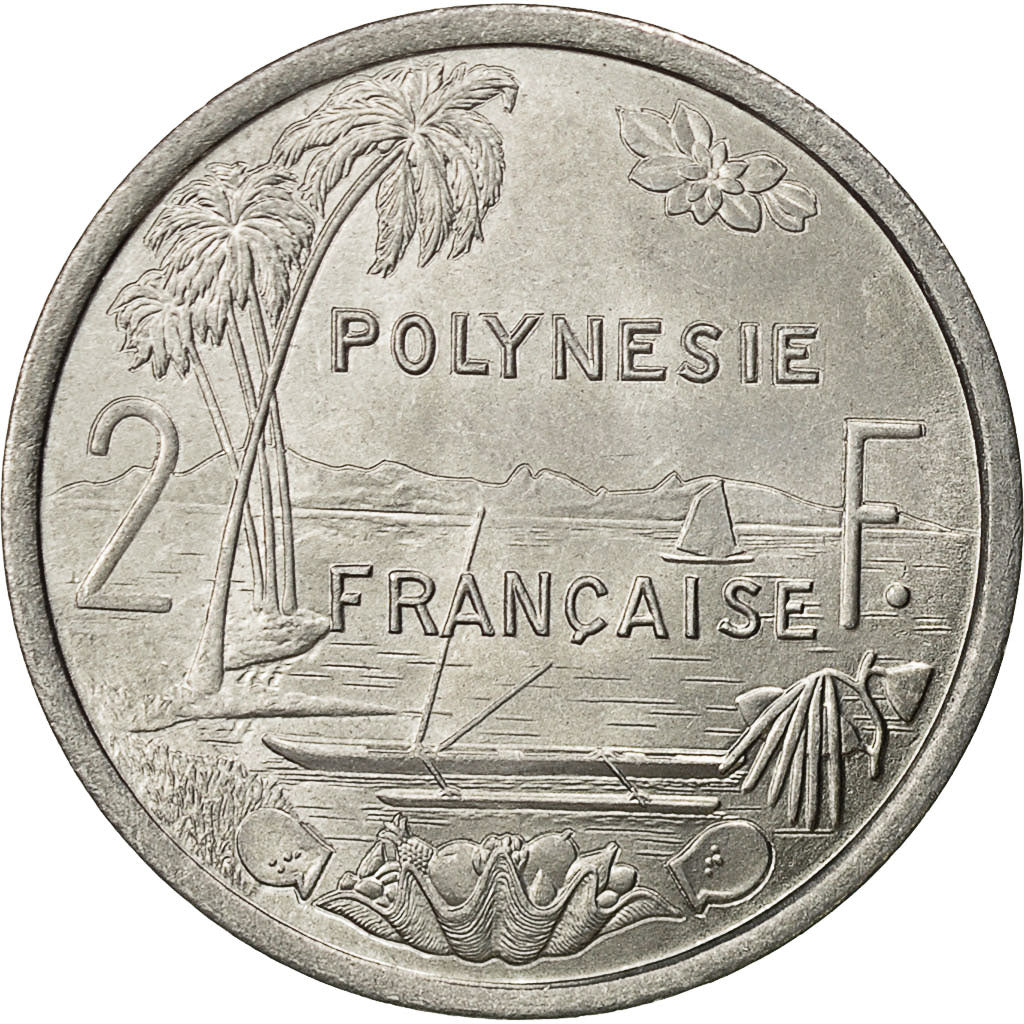Polinesia francese, 2 Francs, 1977, Paris, SPL-, Alluminio, KM:10