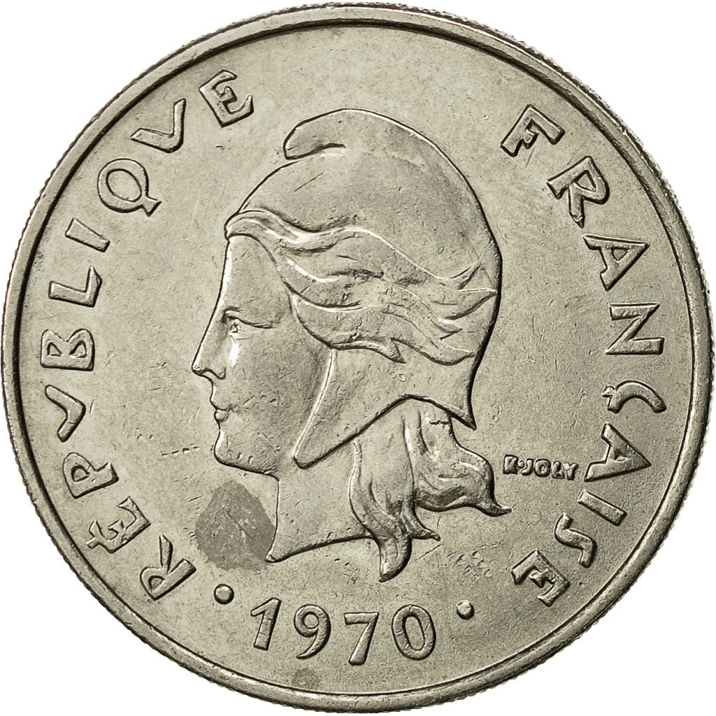 Polinesia francese, 20 Francs, 1970, Paris, BB, Nichel, KM:6