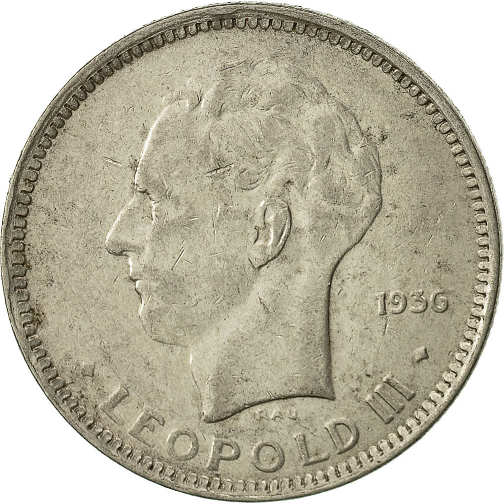 münze, Belgien, 5 Francs, 5 Frank, 1936, SS, Nickel, KM:109.1