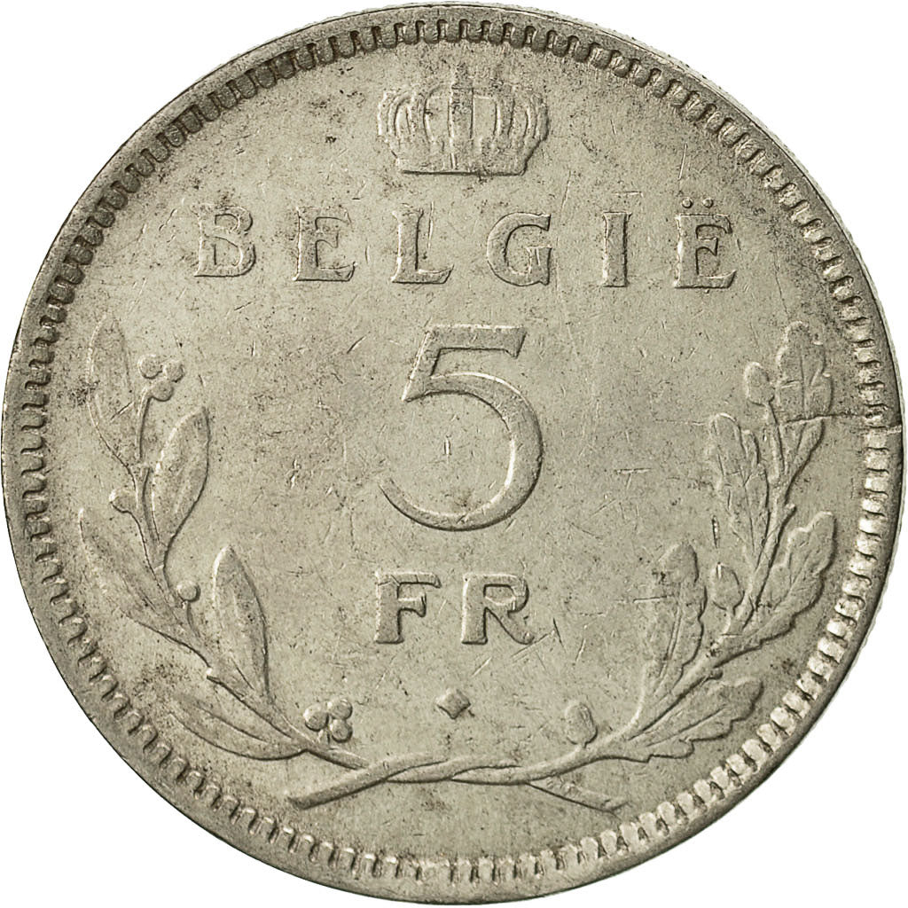 münze, Belgien, 5 Francs, 5 Frank, 1936, SS, Nickel, KM:109.1