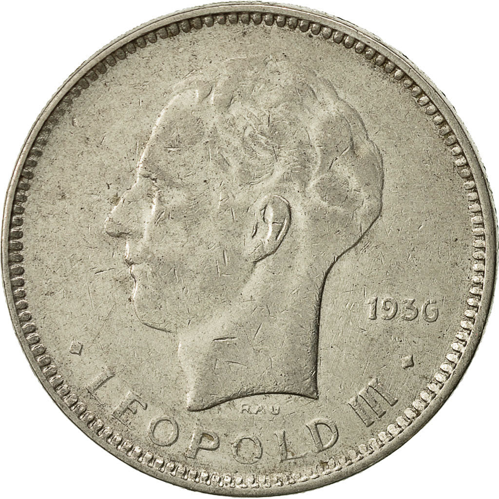 coin, Belgium, 5 Francs, 5 Frank, 1936, EF(40-45), Nickel, KM:108