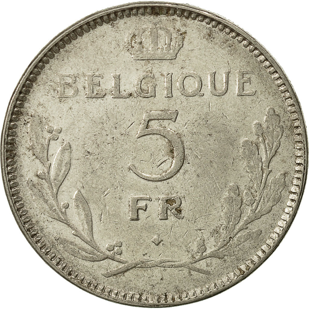 coin, Belgium, 5 Francs, 5 Frank, 1936, EF(40-45), Nickel, KM:108