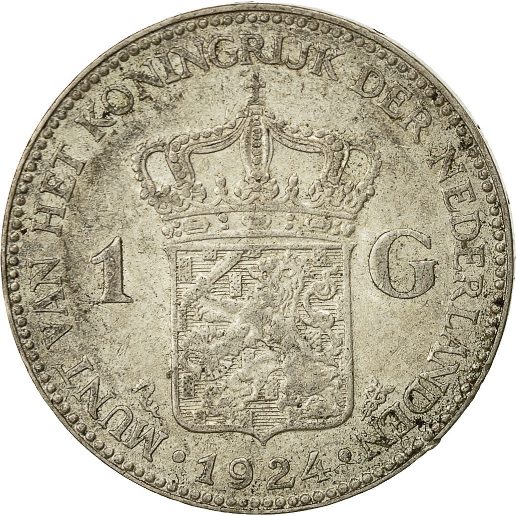 coin, Netherlands, Wilhelmina I, Gulden, 1924, EF(40-45), Silver, KM:161.1