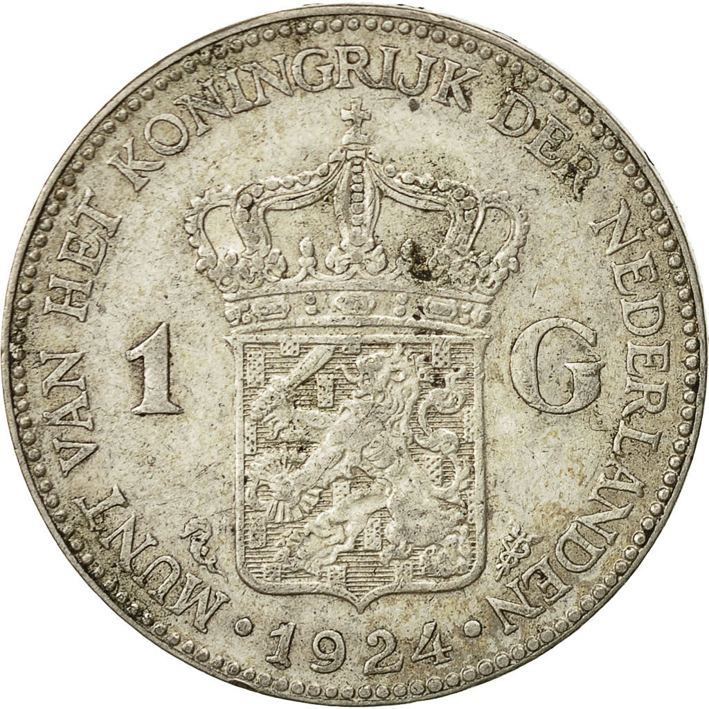 coin, Netherlands, Wilhelmina I, Gulden, 1924, EF(40-45), Silver, KM:161.1