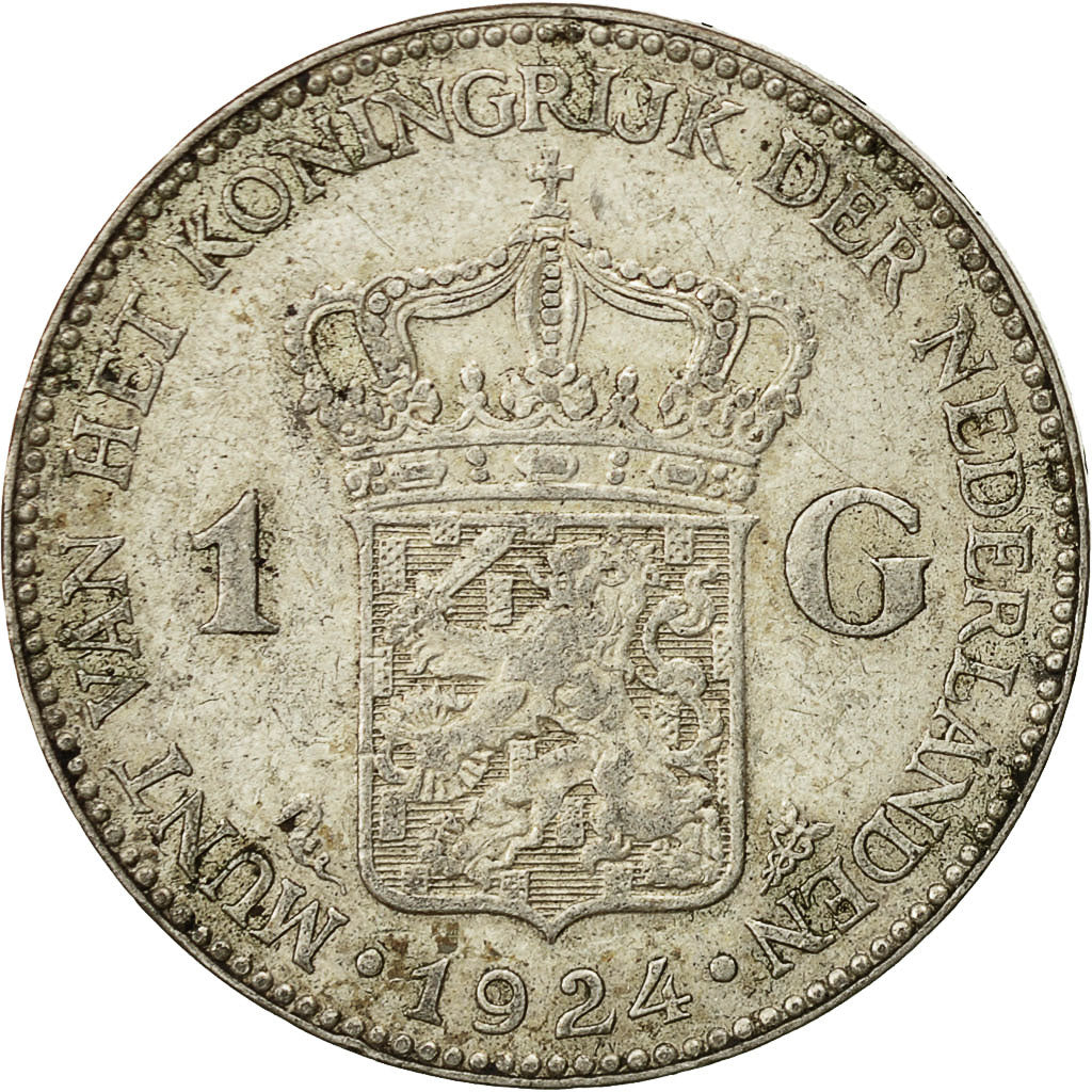 coin, Netherlands, Wilhelmina I, Gulden, 1924, EF(40-45), Silver, KM:161.1