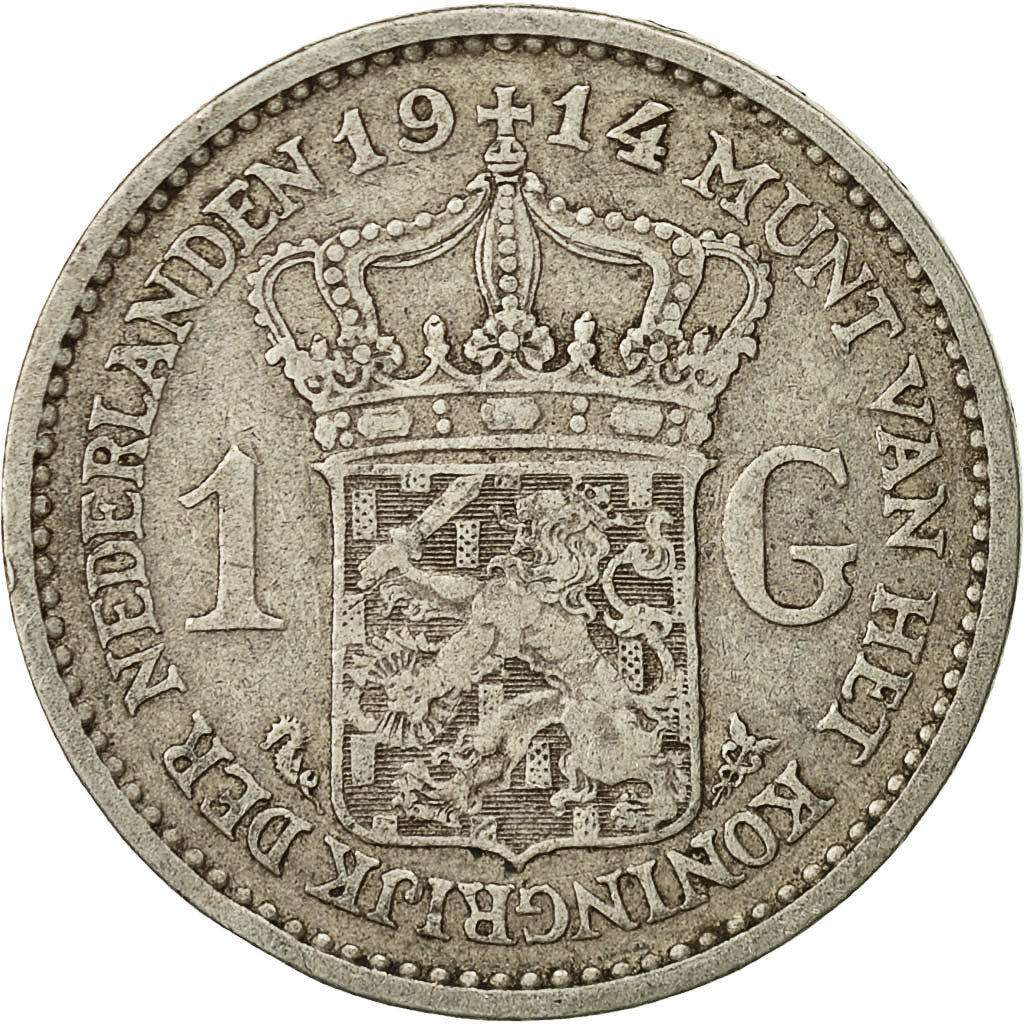coin, Netherlands, Wilhelmina I, Gulden, 1914, EF(40-45), Silver, KM:148