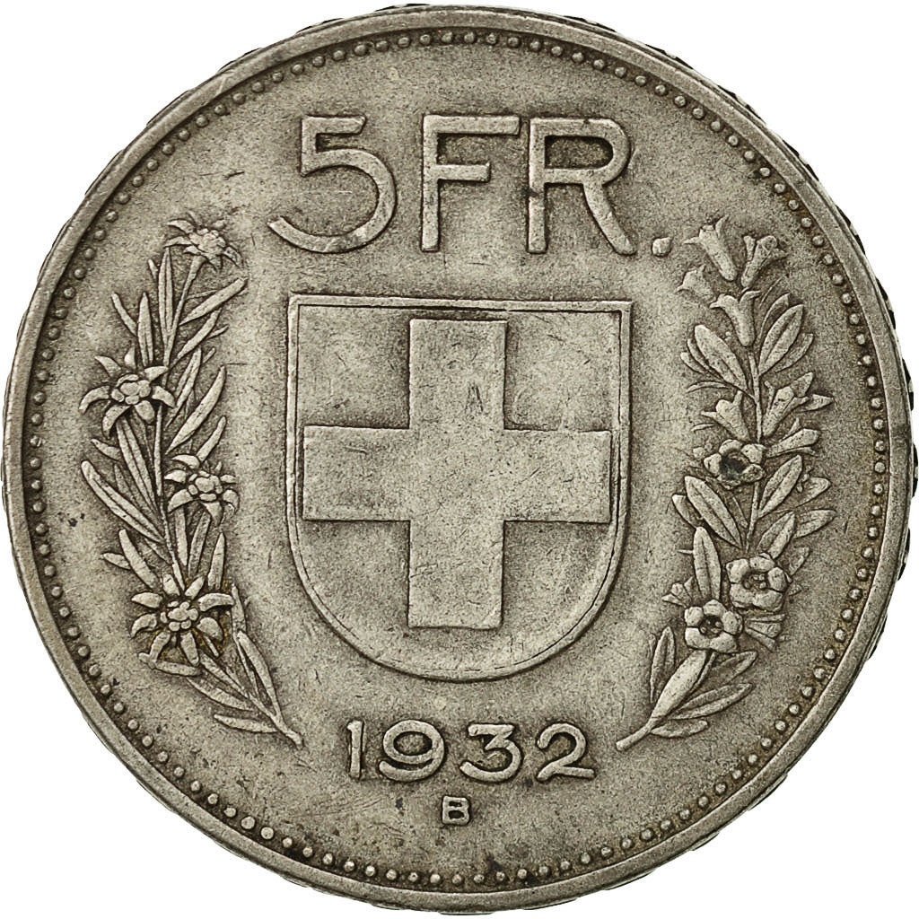 coin, Switzerland, 5 Francs, 1932, Bern, EF(40-45), Silver, KM:40