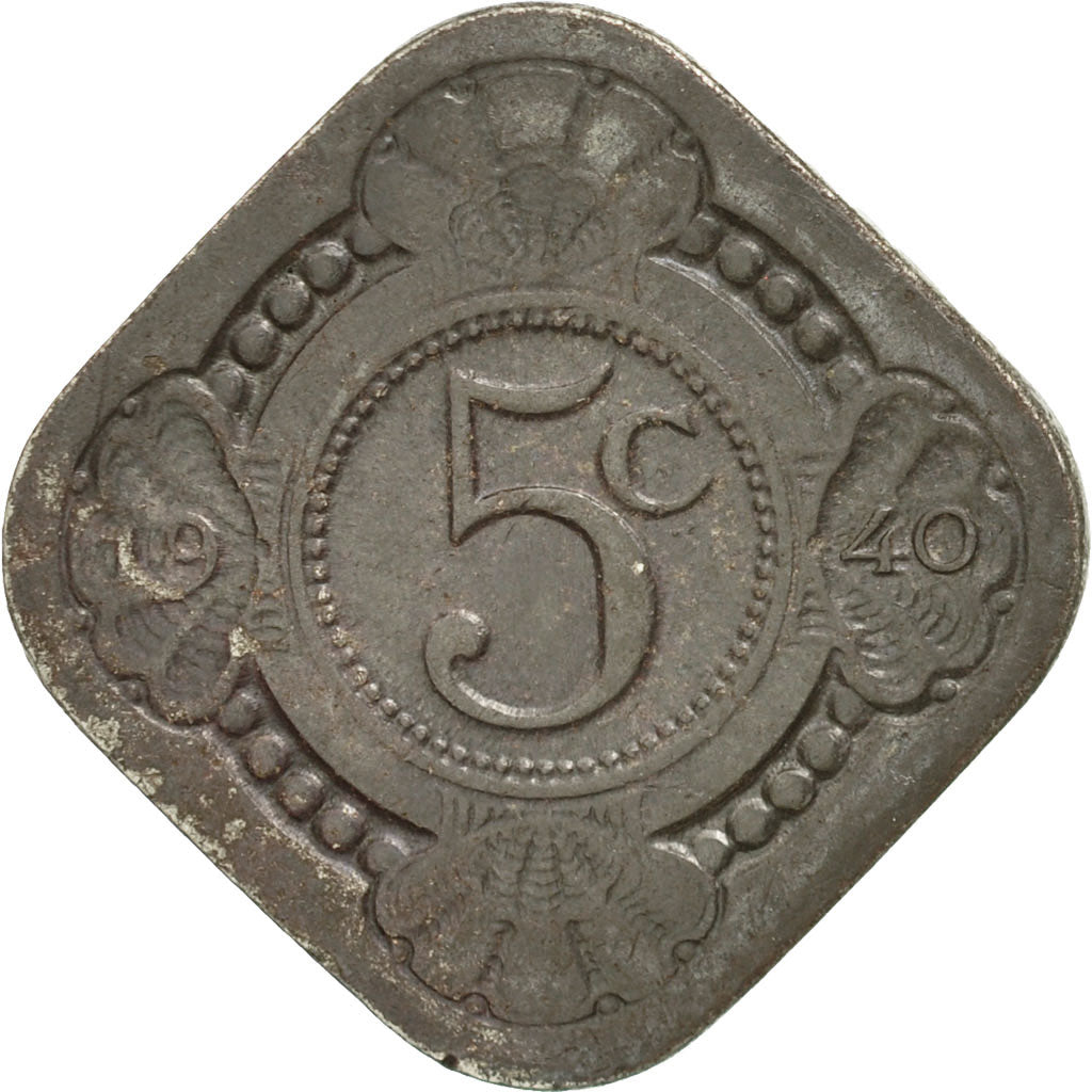 Coin, Netherlands, Wilhelmina I, 5 Cents, 1940, EF(40-45), Copper-nickel, KM:153