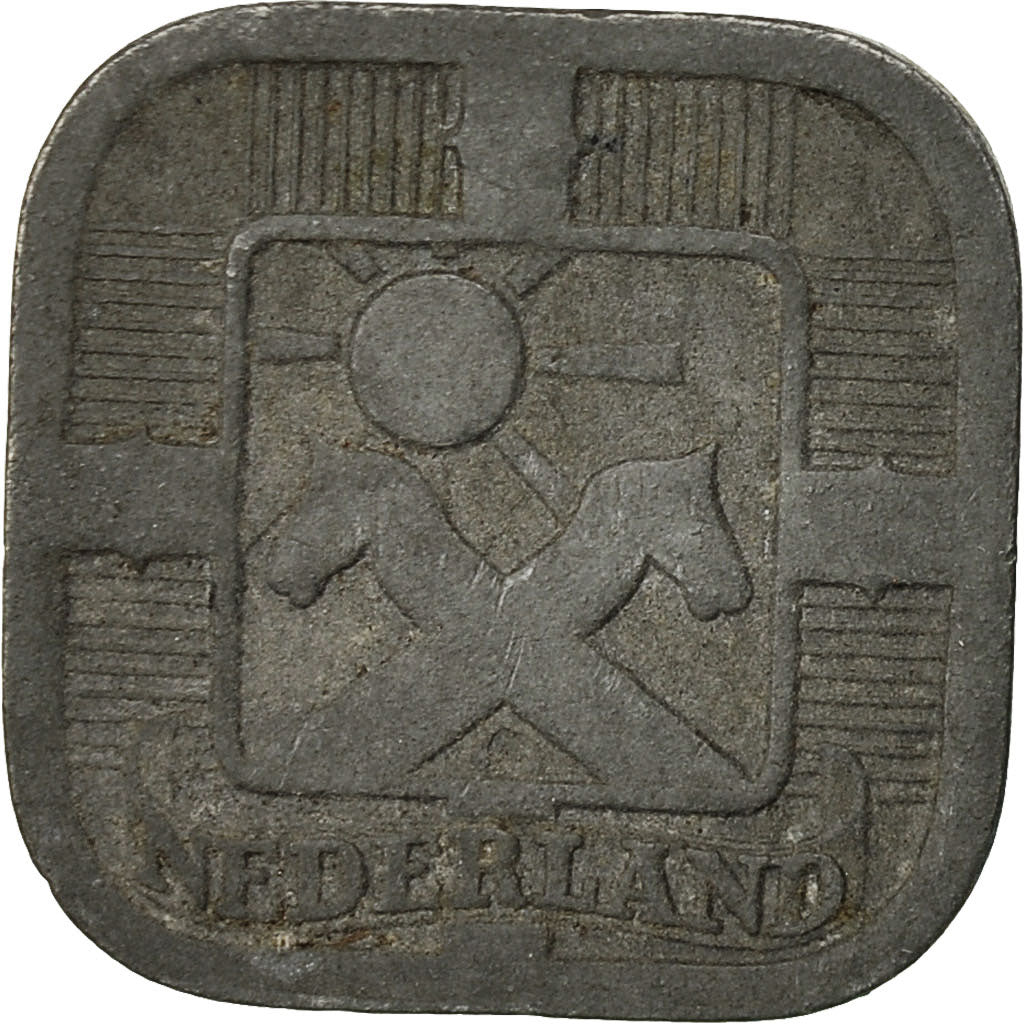 Coin, Netherlands, Wilhelmina I, 5 Cents, 1943, VF(20-25), Zinc, KM:172