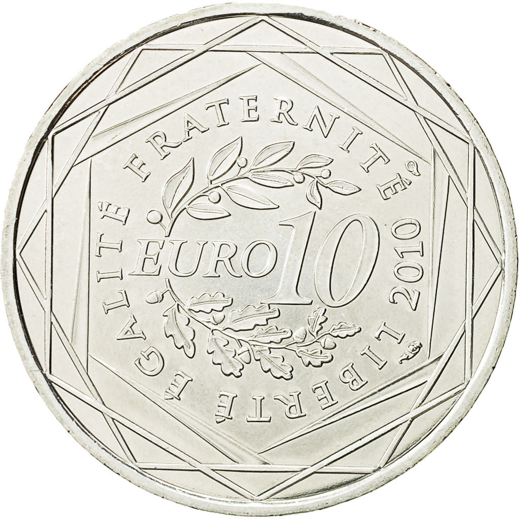 France, 10 Euro, Bourgogne, 2010, MS(64), Silver, KM:1649