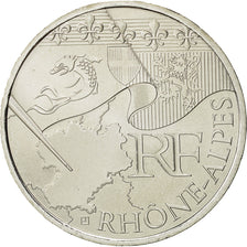France, 10 Euro, Rhône Alpes, 2010, MS(64), Silver, KM:1670