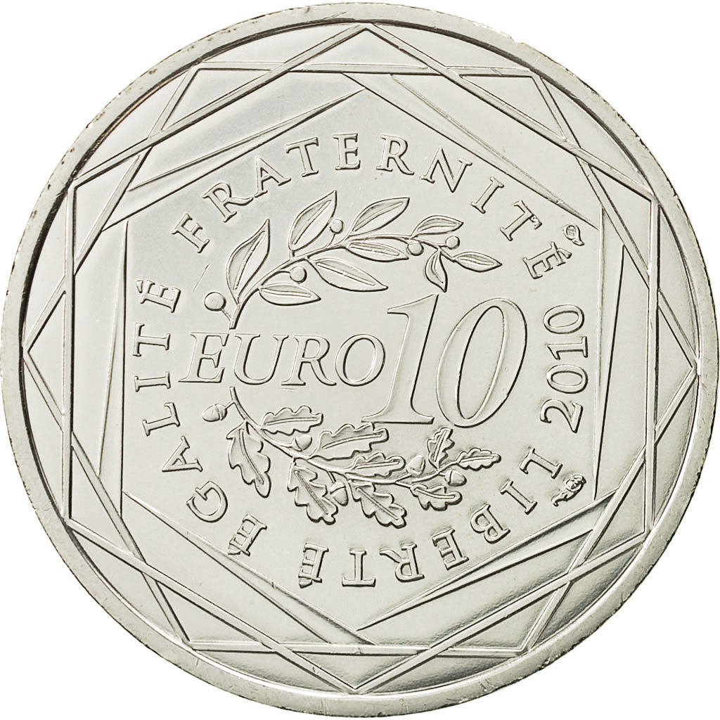 France, 10 Euro, Poitou-Charentes, 2010, MS(64), Silver, KM:1667