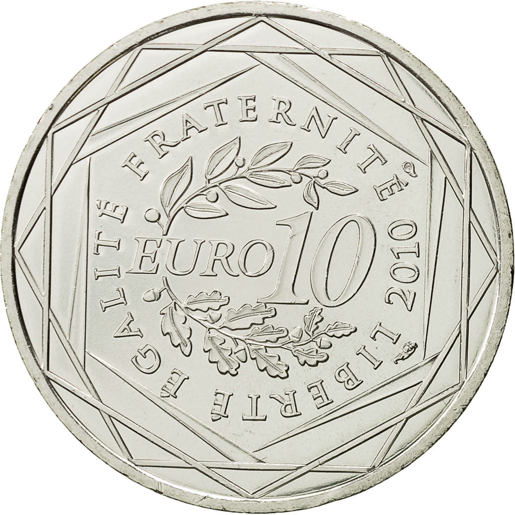 France, 10 Euro, Picardie, 2010, MS(64), Silver, KM:1666