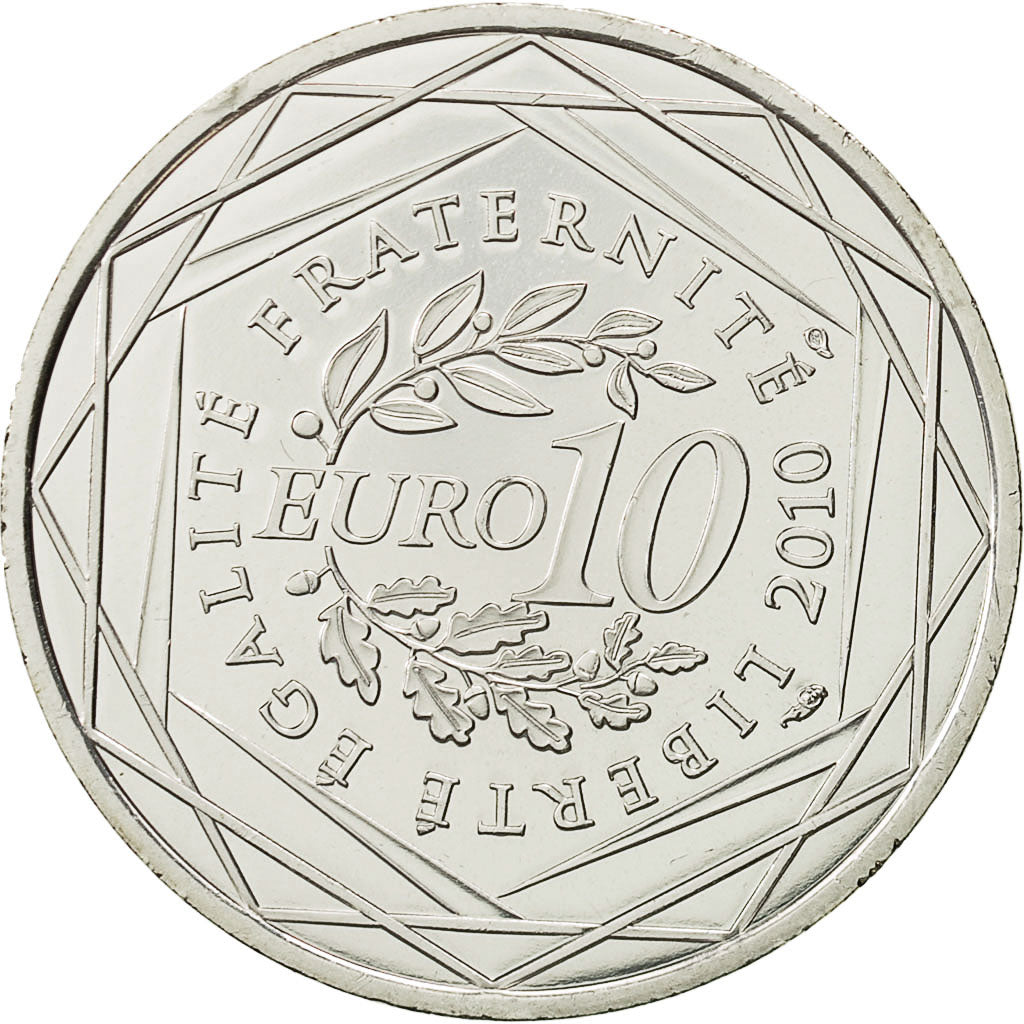 France, 10 Euro, Basse Normandie, 2010, MS(64), Silver, KM:1647