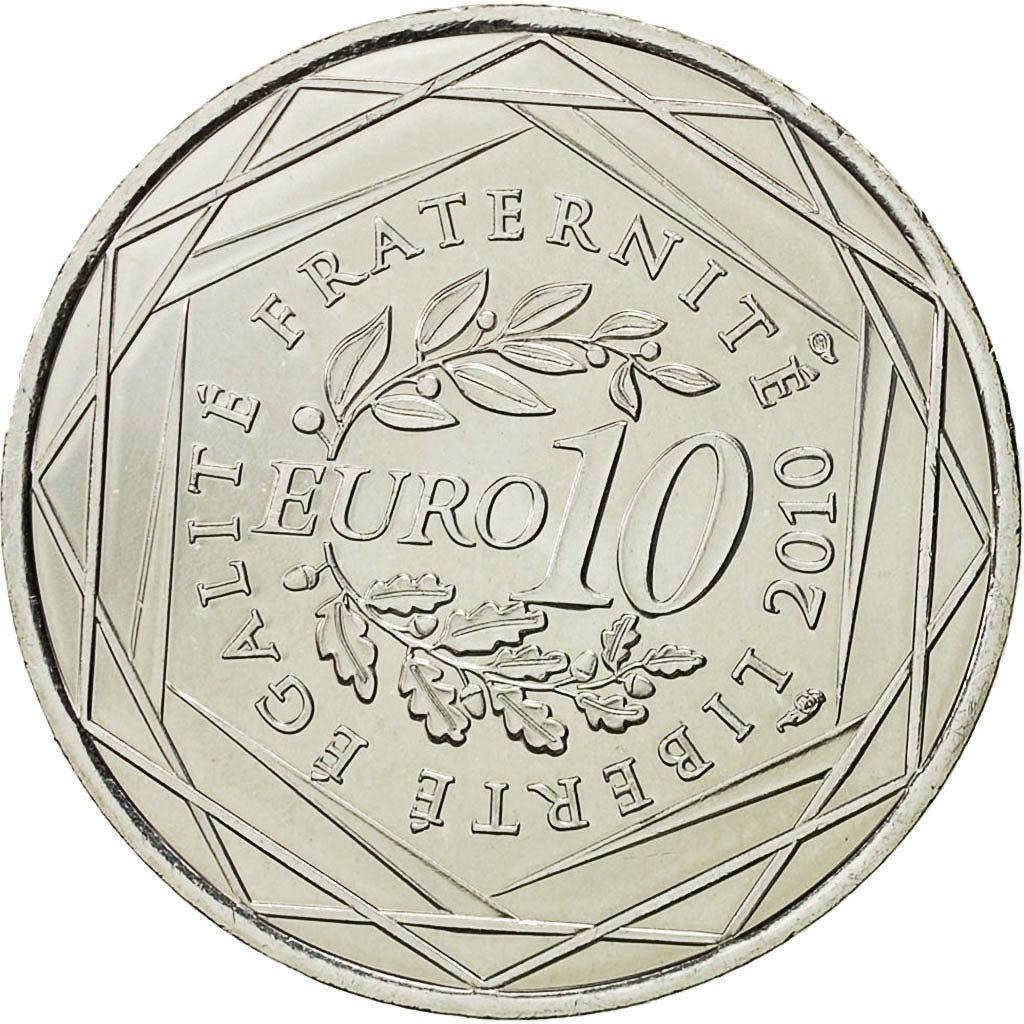 France, 10 Euro, Haute Normandie, 2010, MS(64), Silver, KM:1656