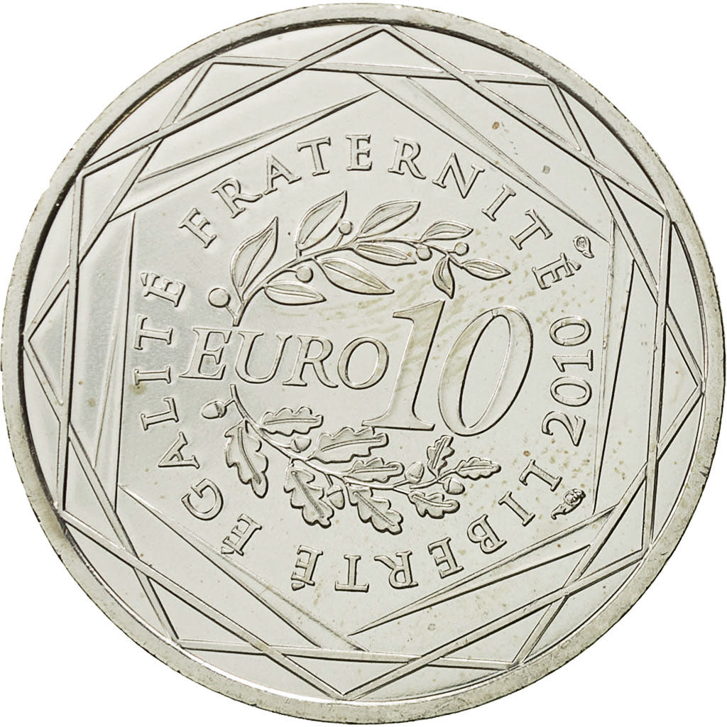 France, 10 Euro, Guadeloupe, 2010, MS(64), Silver, KM:1655