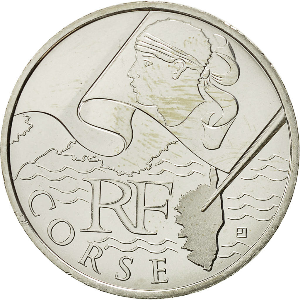 France, 10 Euro, Corse, 2010, MS(64), Silver, KM:1658