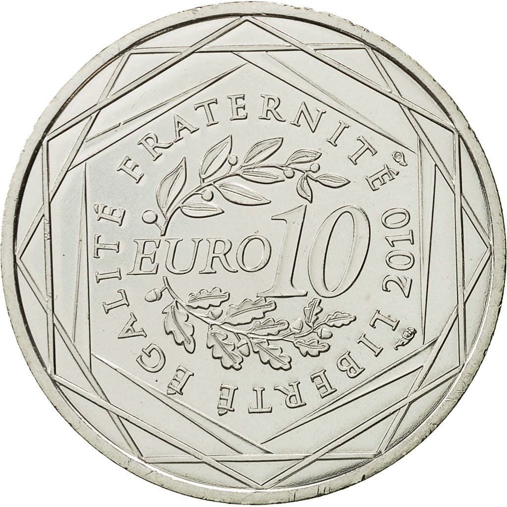 France, 10 Euro, Martinique, 2010, MS(64), Silver, KM:1662