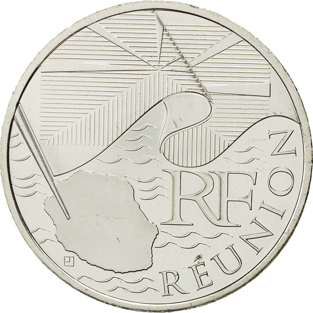 France, 10 Euro, Réunion, 2010, MS(64), Silver, KM:1669