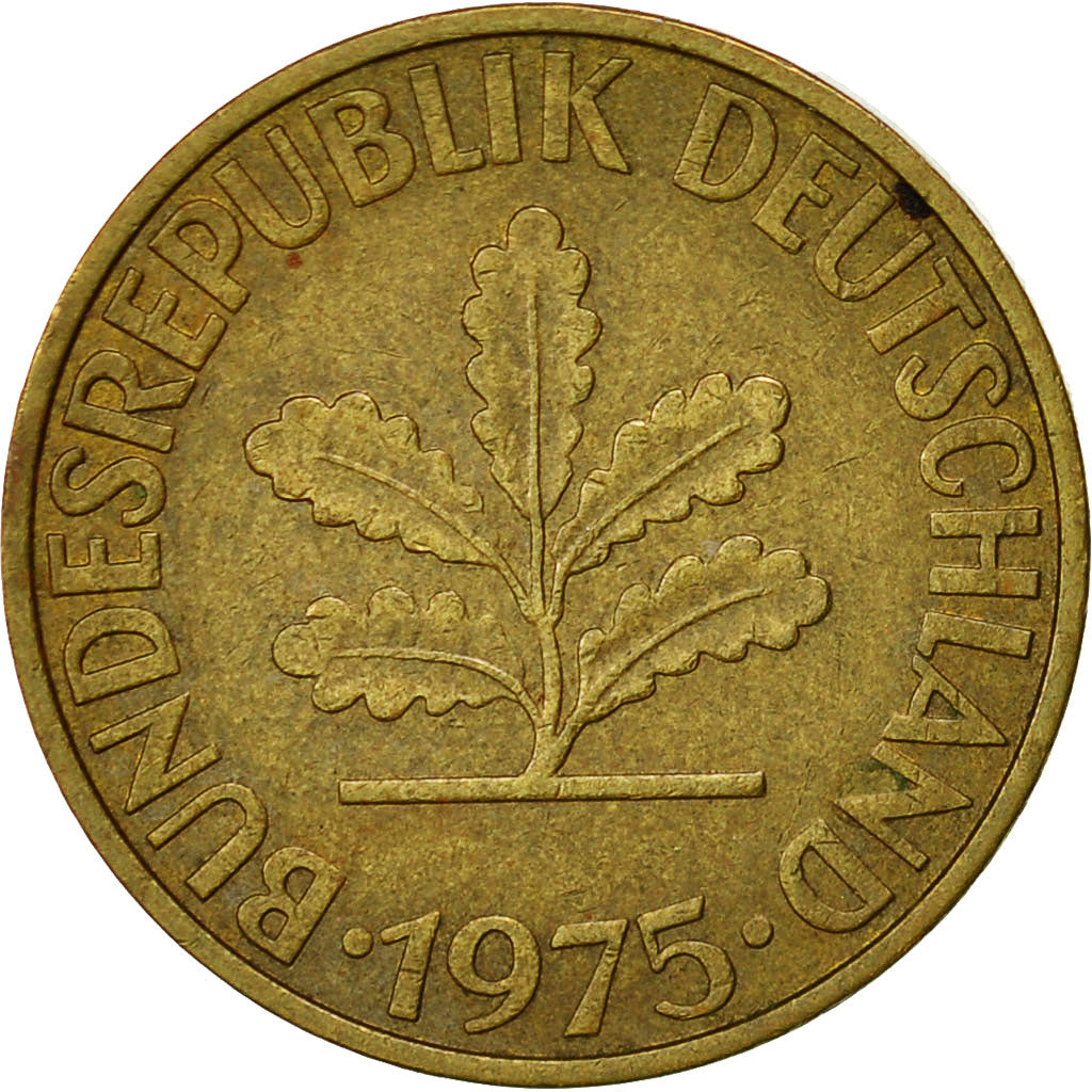 Monnaie, République fédérale allemande, 10 Pfennig, 1975, Munich, TTB, Brass