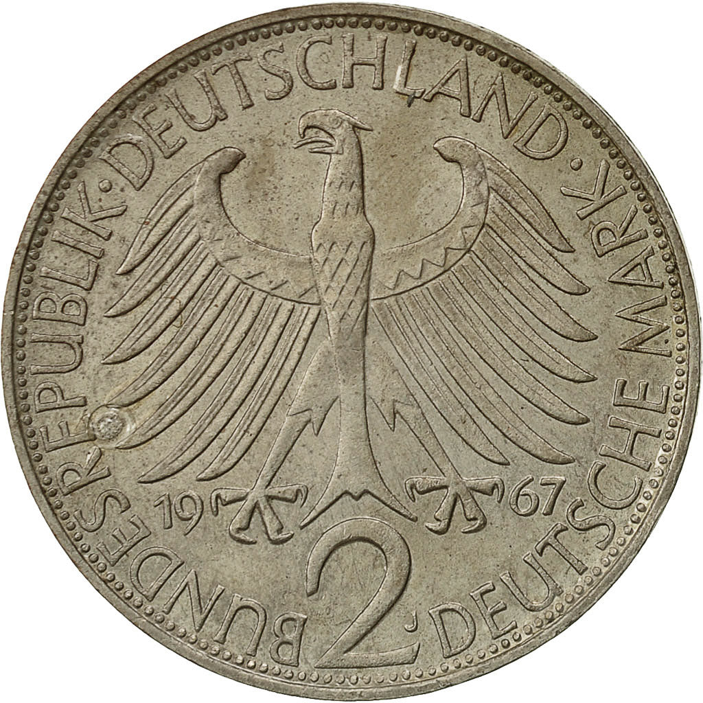 Coin, GERMANY - FEDERAL REPUBLIC, 2 Mark, 1967, Hamburg, EF(40-45)