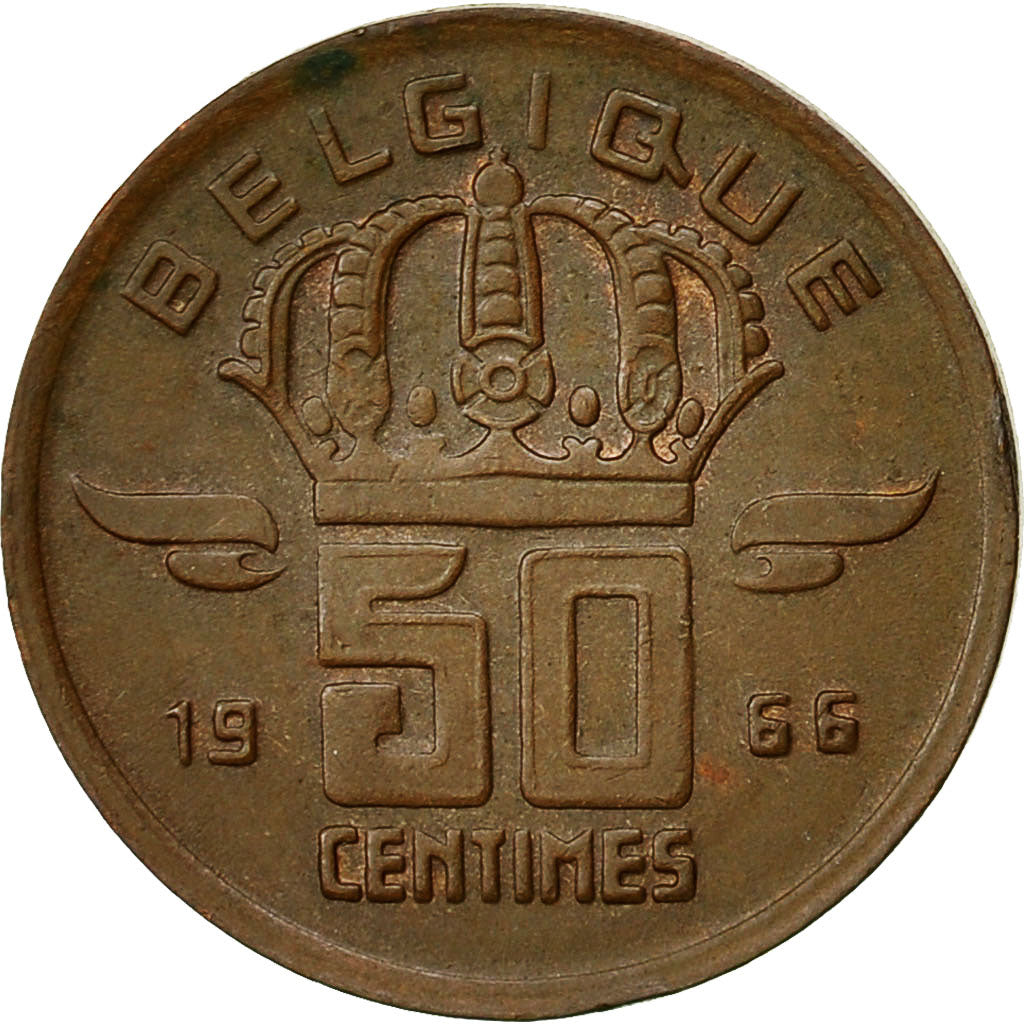 Coin, Belgium, Baudouin I, 50 Centimes, 1966, EF(40-45), Bronze, KM:148.1