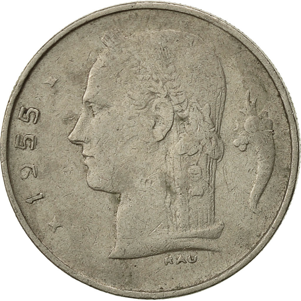 Coin, Belgium, Franc, 1955, EF(40-45), Copper-nickel, KM:143.1